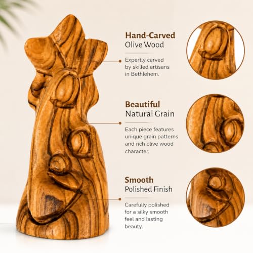 Zuluf Mini Olive Wood Holy Family Jesus Figurine Nativity Statue 4.1in