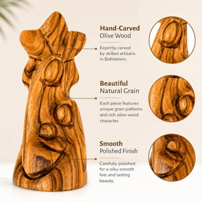 Zuluf Mini Olive Wood Holy Family Jesus Figurine Nativity Statue 4.1in