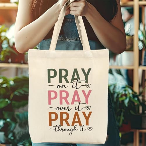Faith Canvas Tote Bag, Christian Gifts for Women Girls Mom Sister Inspirational Bible Verse Birthday Christmas - color: Colorful Christian 820