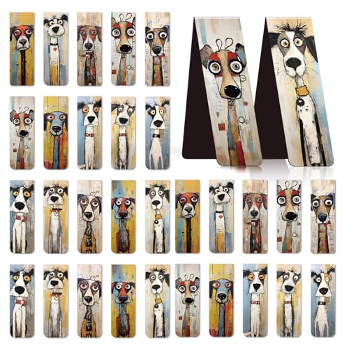 Funny Dog Magnetic Bookmark Gifts - Wxiben 30 Pcs Cartoon Puppy Dog Magnet Book Markers for Reading Pet Bookmarks Magnetic Page Clips Gifts for Book Lovers Women Men Students Teacher Office Supplies - style: Funny Dog
