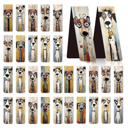 Funny Dog Magnetic Bookmark Gifts - Wxiben 30 Pcs Cartoon Puppy Dog Magnet Book Markers for Reading Pet Bookmarks Magnetic Page Clips Gifts for Book Lovers Women Men Students Teacher Office Supplies - style: Funny Dog