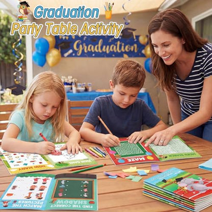 Kosiz 24 Pcs Graduation Activity Books for Kids, Kindergarten Preschool Congrats Grad Mini Coloring Books Bulk, Mazes Word Search Hidden Object Games, School Ceremony Party Favors Goodie Bag Stuffers - style: Graduation