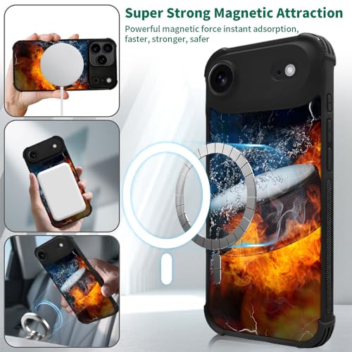 DAIZAG Case for iPhone 17 Pro Max,[Compatible with Magsafe] Air-Guard Corners Shockproof Soft Phone Cover for Boy Men Gift,Ice Fire Hockey - color: Ice Fire Hockey, size: iPhone 17 Pro Max
