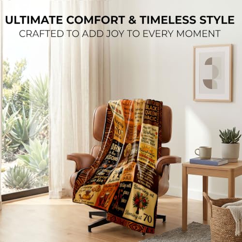 70th Black Women Throw Blanket Birthday Gifts – 70 Years Old Gift - color: Tk029, size: 80"x60"