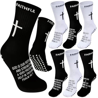 Glitopper 6 Pairs Cross Grip Soccer Socks US 6-13 christian - color: 2 Colors, style: Motivate