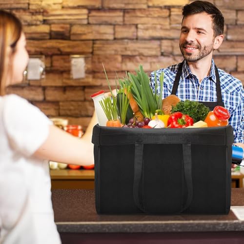 Reusable Grocery Shopping Bags 10 Pack Large Foldable Tote Bags Bulk - color: Black