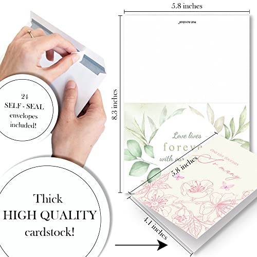 Sympathy Cards Bulk with 8 Unique Designs 3pcs Each - 24 Double Sided Sympathy Cards with Envelopes for Your Business - Perfect Condolence Cards with Envelopes (24) - color: Multi Color