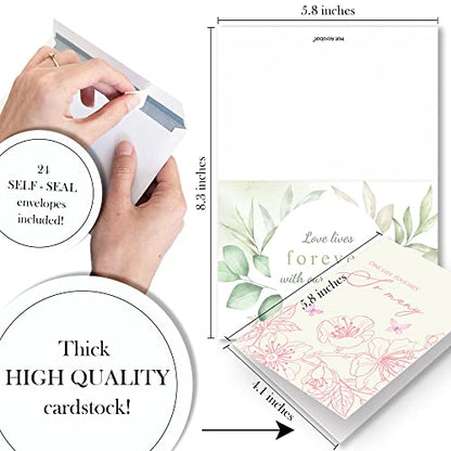 Sympathy Cards Bulk with 8 Unique Designs 3pcs Each - 24 Double Sided Sympathy Cards with Envelopes for Your Business - Perfect Condolence Cards with Envelopes (24) - color: Multi Color
