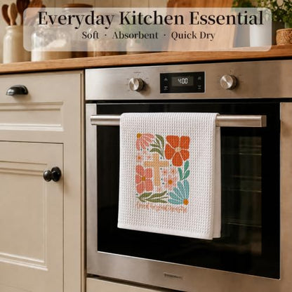 Boho Flower Christian Kitchen Hand Towels 16x24 Inch - color: Boho Flower