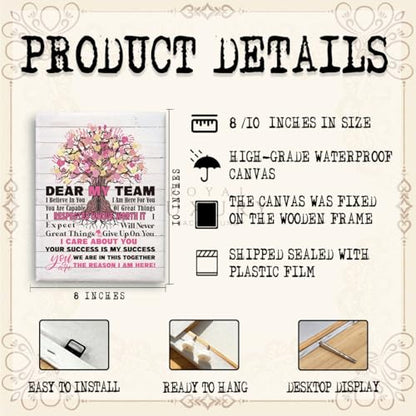 RTVJTERQ Inspirational Team Canvas Wall Art, Heartwarming Appreciation Gift, Dear My Team Positive Quote Print, 8x10 Inches Ready to Hang, Office Wall Decor - color: Quote 15