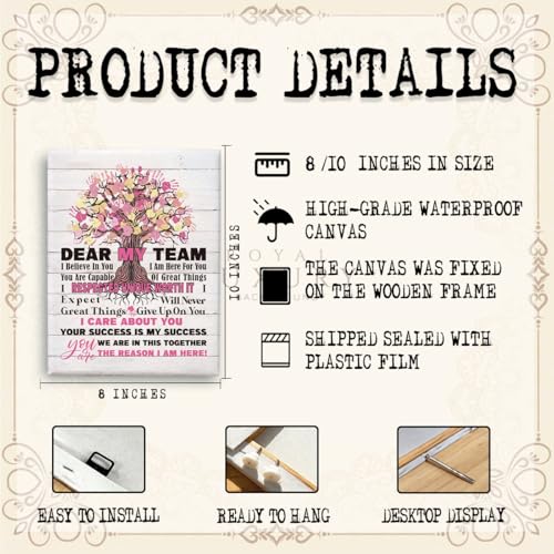 RTVJTERQ Inspirational Team Canvas Wall Art, Heartwarming Appreciation Gift, Dear My Team Positive Quote Print, 8x10 Inches Ready to Hang, Office Wall Decor - color: Quote 15