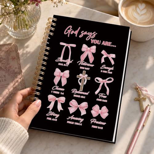 VONTP Bible Black Bow Christian Notebook Journal for Women, 5.5 x 8.3 Inch - color: 001-Black