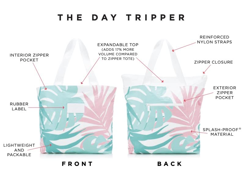 ALOHA Collection Day Tripper Tote | Lightweight, Packable, and Splash-Proof Beach Tote Bag | Easy to Clean - color: Tropics in Pog, size: One Size - Day Tripper Tote