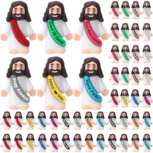 Bememo 100 Pcs Little Mini Jesus Figures Figurine in Bulk Jesus Love You