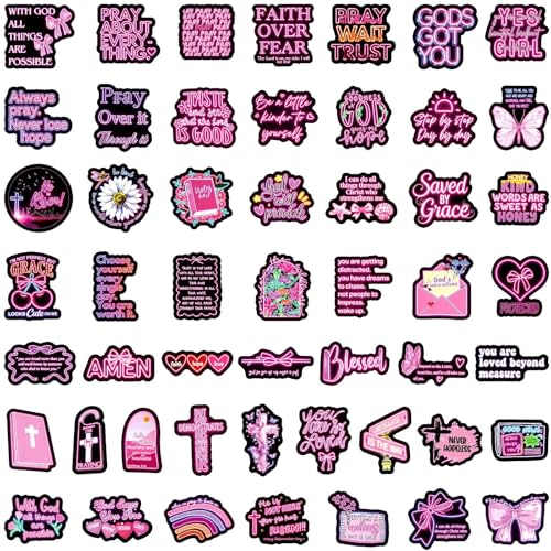 50 PCS Bible Verse Stickers Inspirational Pink Christian Stickers Faith Stickers Bible Scripture Stickers Religious Stickers for Adults Jesus Stickers Faith Based Gifts (Colours-B8) - color: Colours-b8