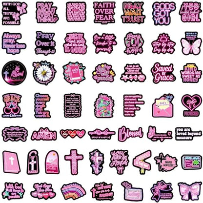 50 PCS Bible Verse Stickers Inspirational Pink Christian Stickers Faith Stickers Bible Scripture Stickers Religious Stickers for Adults Jesus Stickers Faith Based Gifts (Colours-B8) - color: Colours-b8