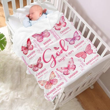 Butterfly Bible Verse Blanket, Religious Gifts for Christian - color: Butterfly Bible Verse, size: 30"x40"