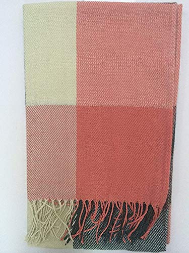 Wander Agio Women's Fashion Long Shawl Big Grid Winter Warm Lattice Large Scarf - color: Pinks