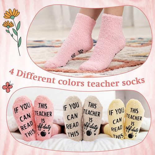 Funnymoom 12 Pcs Teacher Gift Set for Women Flower Theme 16 oz Inspirational Glass Cups with Lids and Straws Brushes Motivational Socks and Thank You Keychains End of Year Graduation Gift for Teacher - style: Flower
