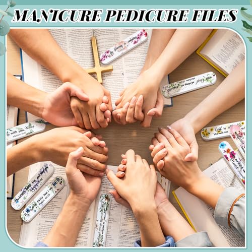 100 Pcs Christian Gifts for Women Bulk, Bible Verse Nail Files - style: Floral