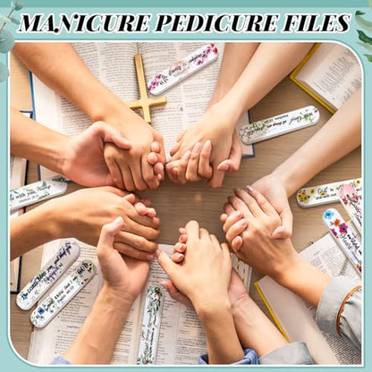 100 Pcs Christian Gifts for Women Bulk, Bible Verse Nail Files - style: Floral
