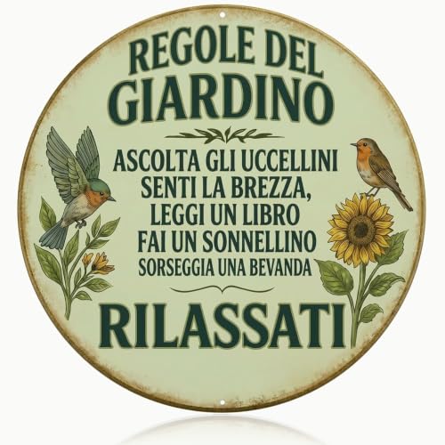 Plants Gifts Garden Rules Vintage Tin Sign Bird Sunflower - color: Garden Rules