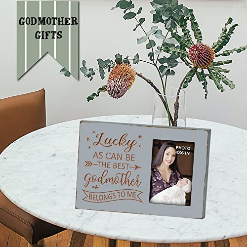 Lucky as Can Be the Best Godmother Belongs to Me Engraved Picture Frame - color: best godmother
