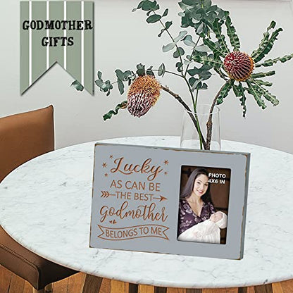 Lucky as Can Be the Best Godmother Belongs to Me Engraved Picture Frame - color: best godmother