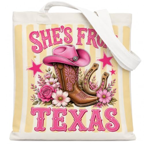 Western Cowgirl Canvas Tote Bag Cowgirl Gifts - color: Western Cowboy Theme 6