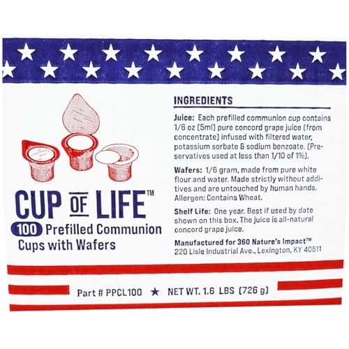 100 Prefilled Communion Cups with Premium Red Grape Juice and Wafers by Cup of Life – Fresh, Convenient, and Ready to Serve