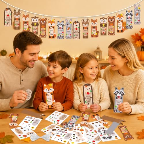 ANGOLIO Fall Animals Bookmark Craft Kits for Kid, 123Pcs Autumn Party Favor - style: Fall animals