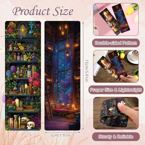 Wxiben 100 Pcs Dark Academia Bookmarks Floral Library Book Page Marks Gifts - color: Dark Academia