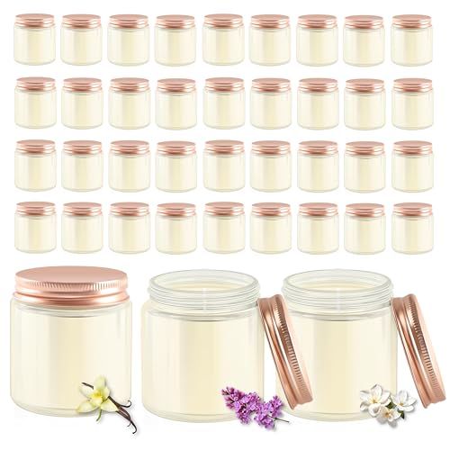 ACITHGL 36 Pcs 4oz Mini Mason Jar Candles Small Scented Candles Bulk Aromatherapy Ideal Souvenir Favors for Wedding Birthday Party (Vanilla, Lilac, Gardenia, Pink) - color: Pink, style: Vanilla, Lilac, Gardenia