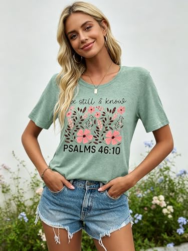 Christian Faith Shirts for Women Butterfly Daisy Graphic Casual T Shirts - color: Be-light Green, size: X-Large