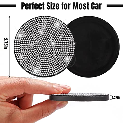 ToBeQueen Bling Car Cup Holder Coaster, 4 Pack Crystal Rhinestone Bling Coaster Universal 2.75 Inch Anti-Slip Shockproof Car Cup Mat Auto Interior Accessories for Women Girl, Silver - color: A-white