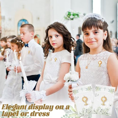 Yinkin 24 Pcs Catholic Pins Gold First Communion Lapel Pins - style: Ihs