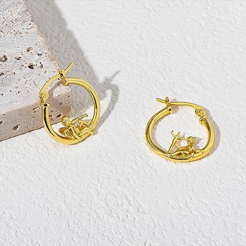 Angel Devil Mismatched Earrings for Women 14K Gold Plated Copper Angel Devil Hoop Earrings - color: 3