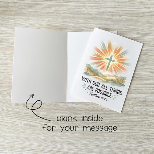 With God All Things Are Possible Christian Encouragement Card Faith Greeting Cards Religious Inspirational Message Thoughtful Gift for Friend Bestie Daughter Son Granddaughter Grandson Coworker Partner Husband Wife - color: with God All Things Are Possibl