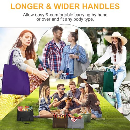 12 Pack Reusable Grocery Shopping Bags Large Foldable Tote Bags Bulk - color: Black, Gray, Green, Purple, Claret, Brown