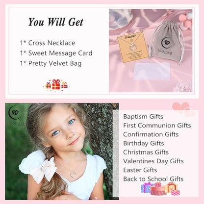 UPROMI Cross Necklace for Girls Back to School Baptism Graduation Gifts - style: Daughter