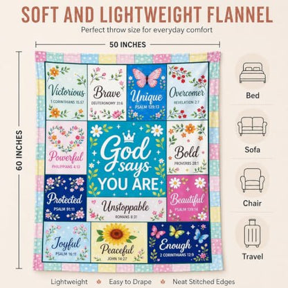 Christian Faith Blanket 50×60in God Says You Are Bible Verse Throw Blanket - color: Christian Blanket-05