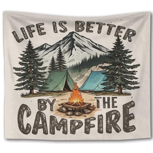 Foritho Retro Camping Tapestry, Gifts for Camping Lovers Tapestry Wall Hanging, Woodland Campfire Camper Wall Tapestries for Bedroom Living Room Home Camper Cabin Decor, 50x60 Inch - color: Color 14