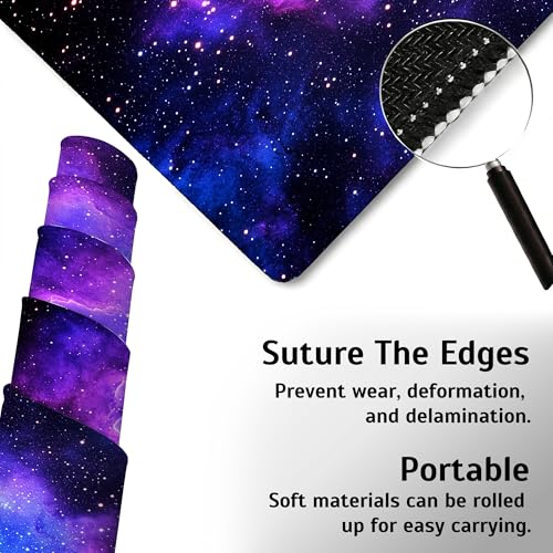 Galaxy Stars Space Mouse Pad,35.4 x 15.7 Inch Large Mouse Mat Non-Slip Rubber Stitched Edges for Writing Desk,Office,Home,Laptop - color: Galaxy Stars Space, size: 35.4L x 15.7W inches