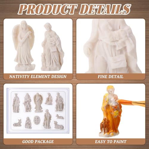 Zubebe 12 Pcs DIY Christmas Ready to Paint Nativity Set, Nativity Scene - style: Nativity Scene