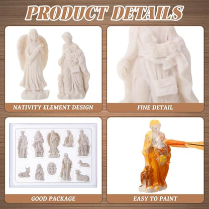 Zubebe 12 Pcs DIY Christmas Ready to Paint Nativity Set, Nativity Scene - style: Nativity Scene