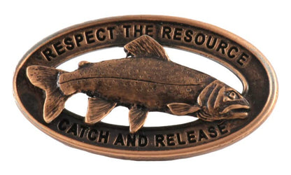 Rainbow Trout Pin, Catch and Release, Lapel, Hat, Pins, Brooch, Brooches, Jewelry, Gift, Handmade in the USA, 200 Fish Designs Available. - color: Copper Plated