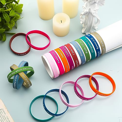 Estune 120 Pcs Bible Verse Bracelets Christian Wristbands, Rustic Color - color: Rustic Color