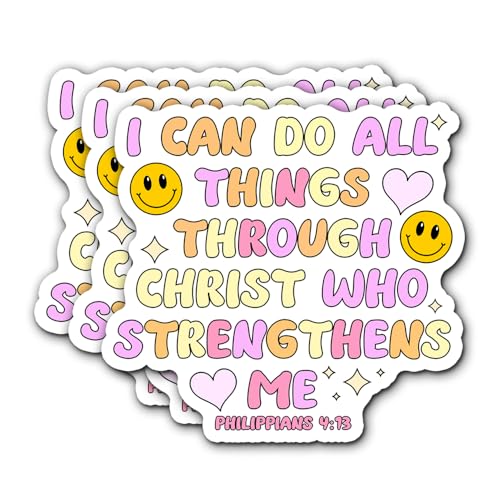 I Can Do All Things Through Christ Who Strengthens Me Stickers Philippians 4:13 Decals Vinyl Waterproof - Journaling Christian Stickers for Water Bottles Laptop (I Can Do) - color: I Can Do