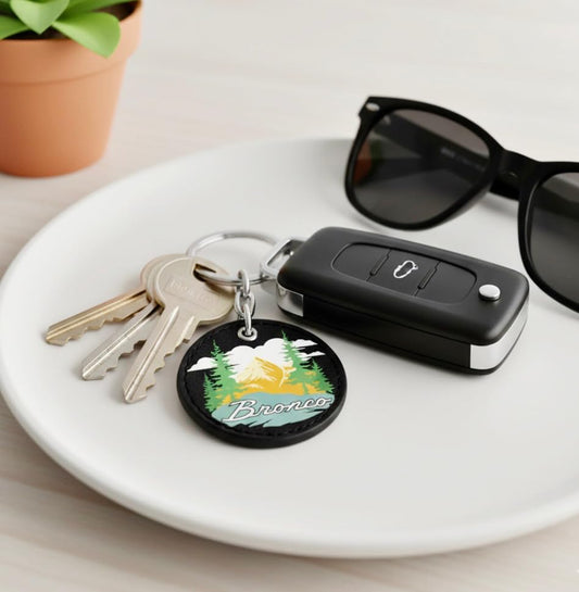 Ford Bronco Vintage Script Key Chain - color: Black/Outdoor