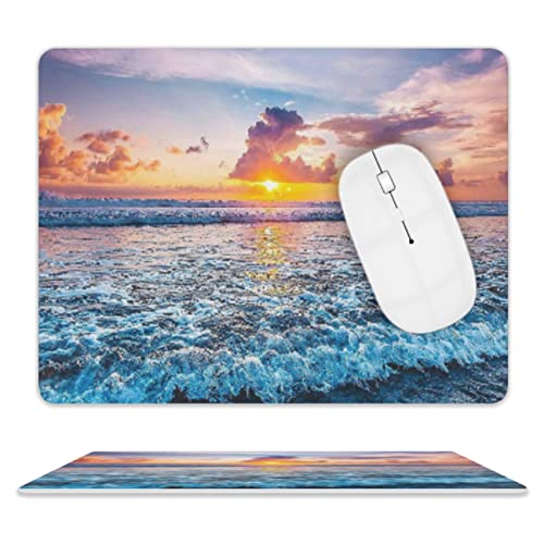 Sunset Ocean Wave Mouse Pad, Square Mousepad,Waterproof Mouse Mat Non-Slip Rubber Base MousePads for Office Home Laptop Travel, 9.5"x7.9"x0.12" Inch - color: S1004